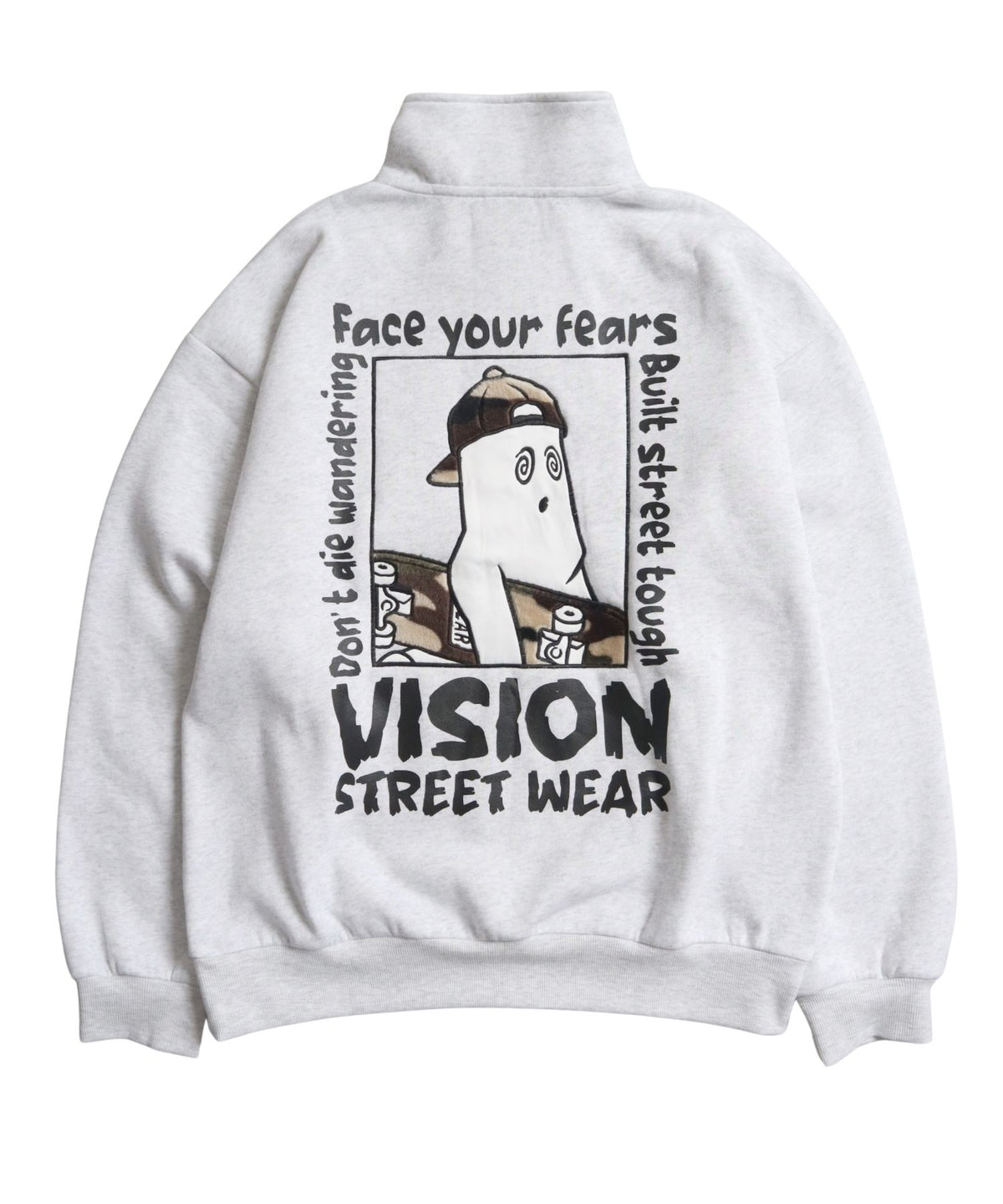 Ghost Zip Sweat / 【裏起毛】ゴースト異素材ハーフジップ