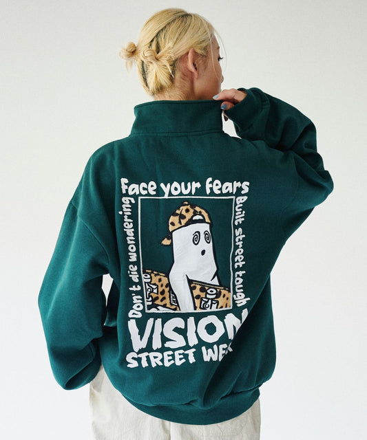 Ghost Zip Sweat / 【裏起毛】ゴースト異素材ハーフジップ