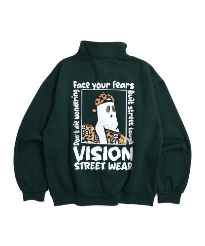 Ghost Zip Sweat / 【裏起毛】ゴースト異素材ハーフジップ