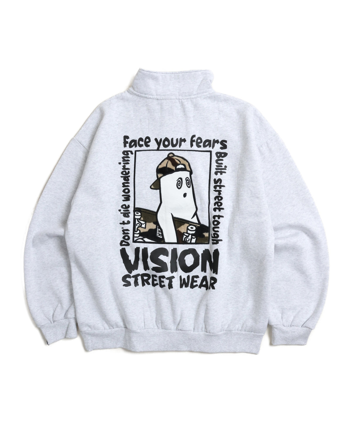 Ghost Zip Sweat / 【裏起毛】ゴースト異素材ハーフジップ