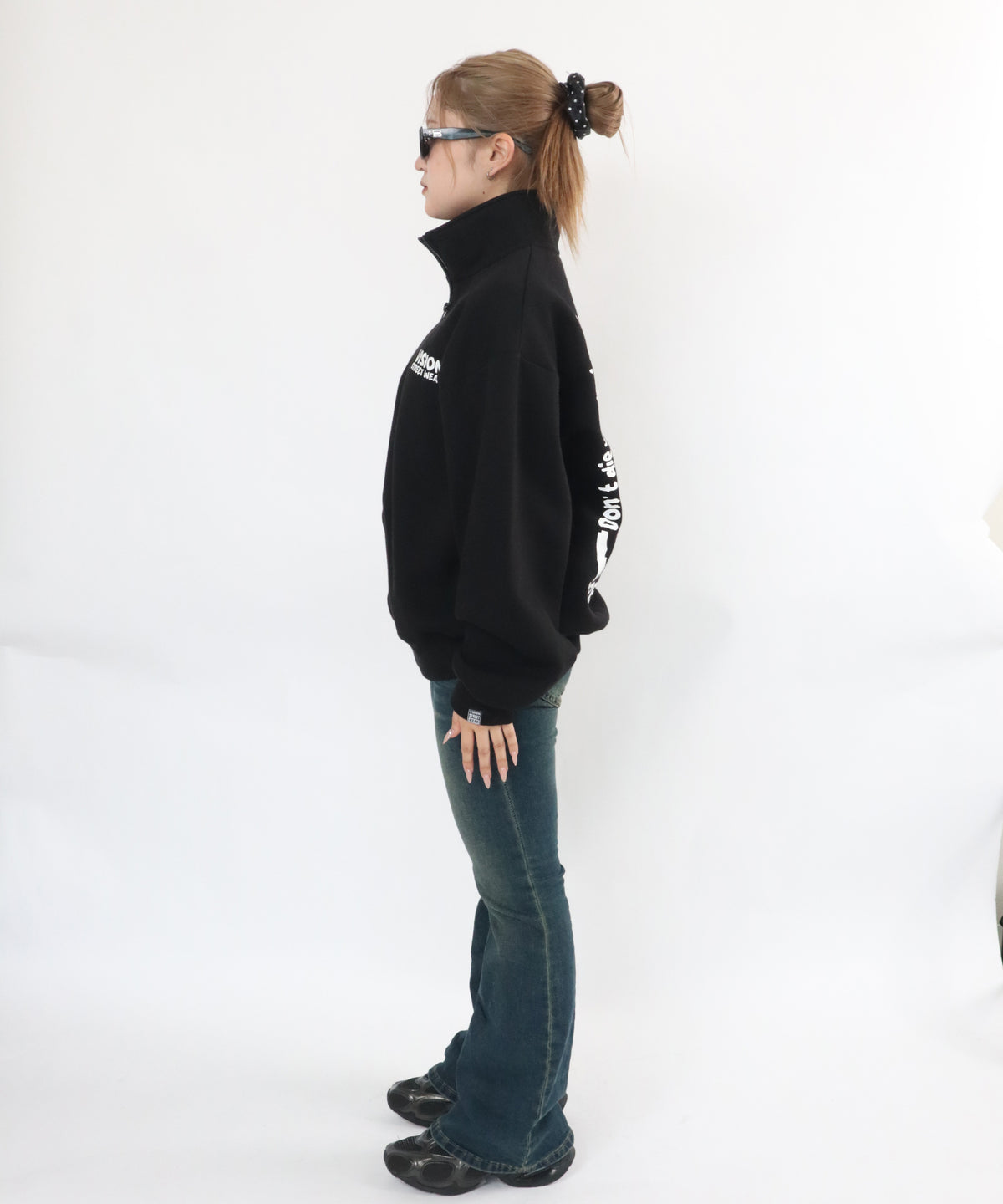 Ghost Zip Sweat / 【裏起毛】ゴースト異素材ハーフジップ