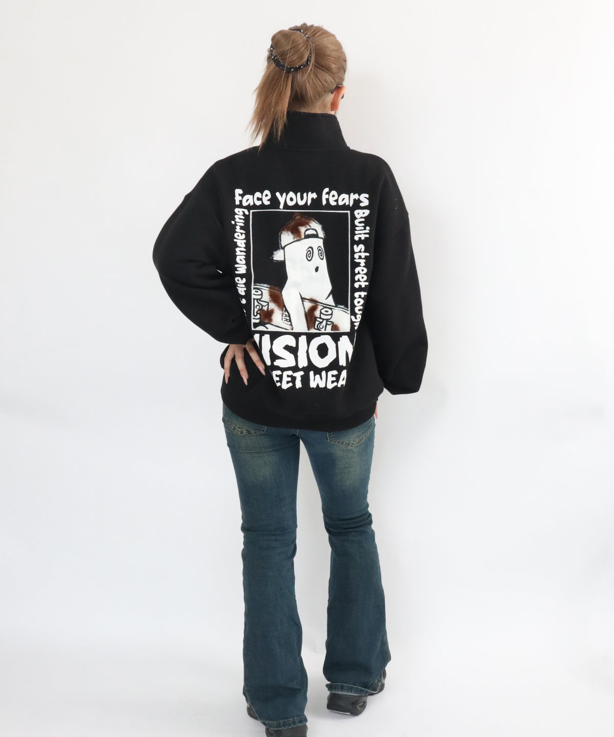 Ghost Zip Sweat / 【裏起毛】ゴースト異素材ハーフジップ