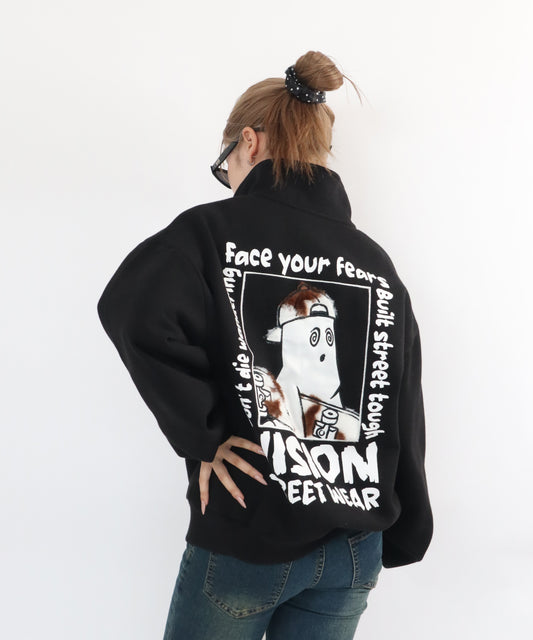 Ghost Zip Sweat / 【裏起毛】ゴースト異素材ハーフジップ