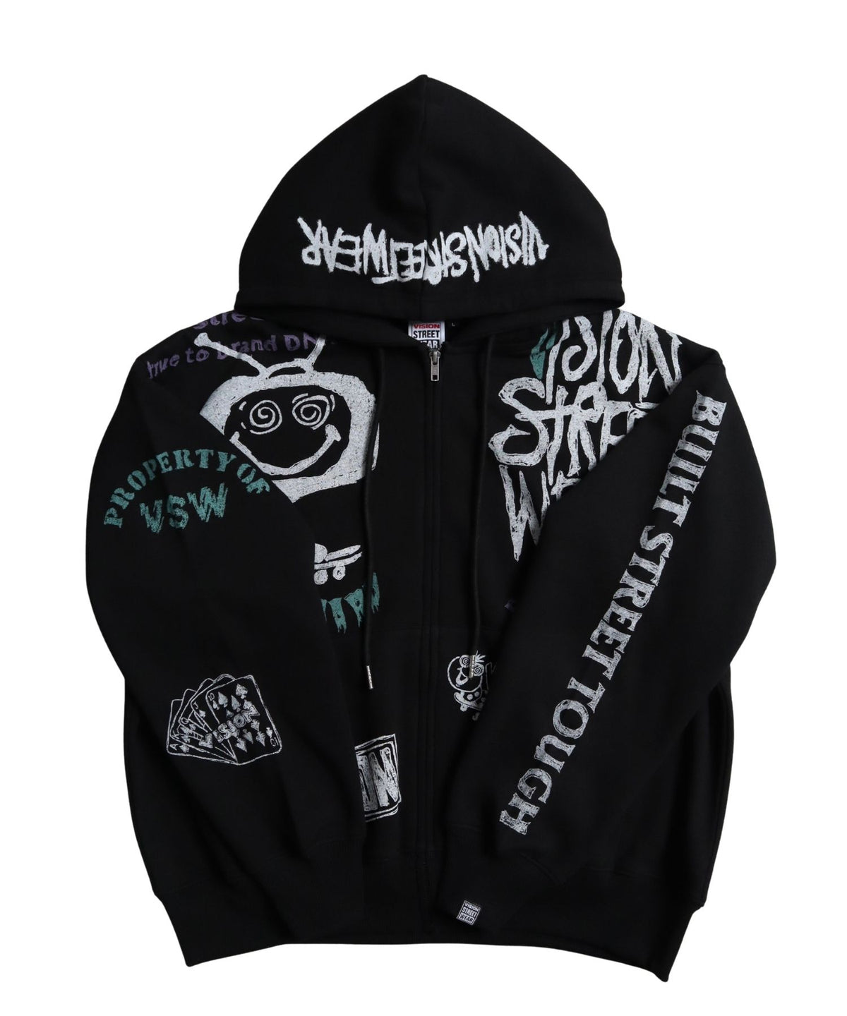 All print Zip Hoodie / 【裏起毛】ラクガキ総柄ジップパーカー