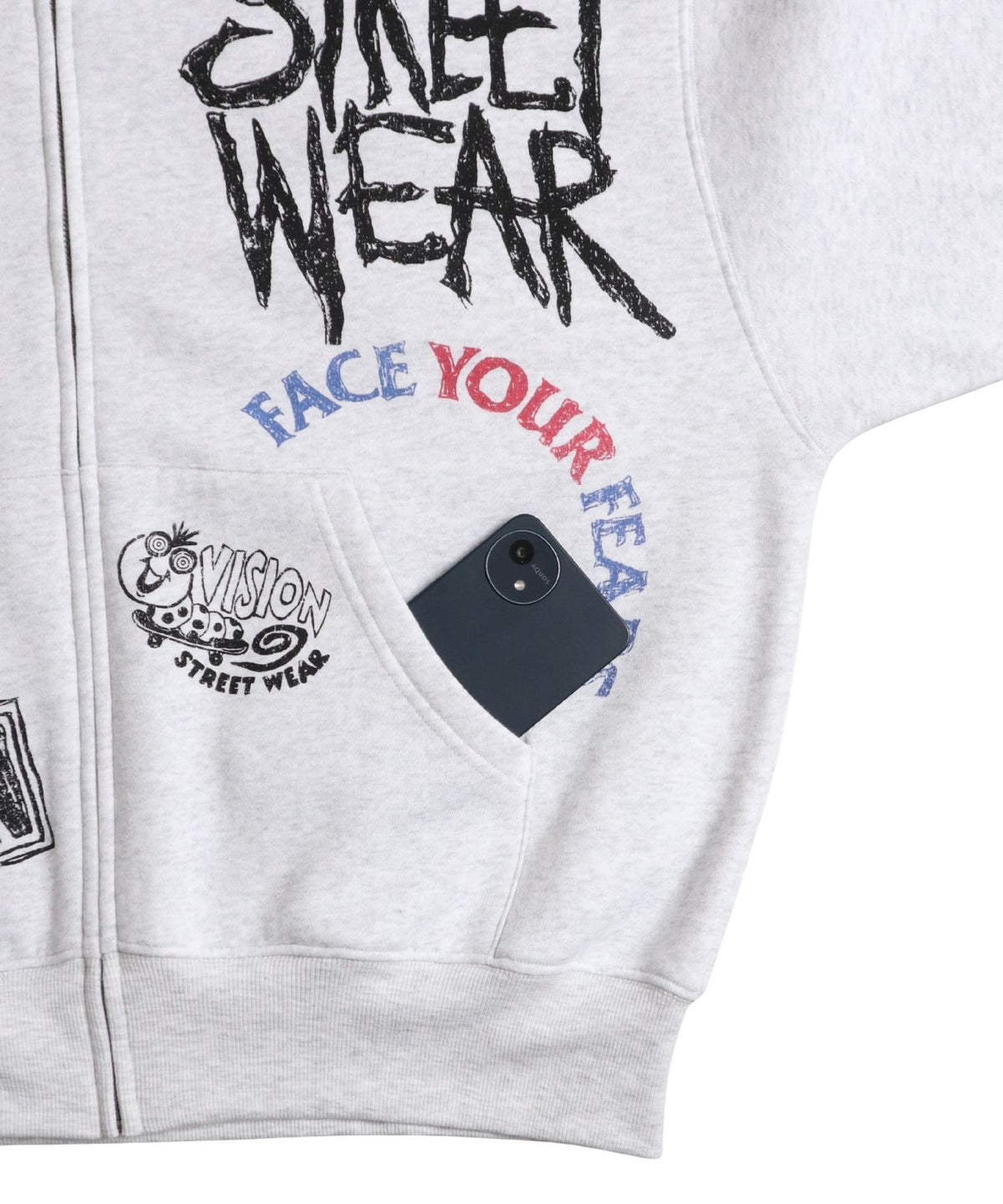 All print Zip Hoodie / 【裏起毛】ラクガキ総柄ジップパーカー