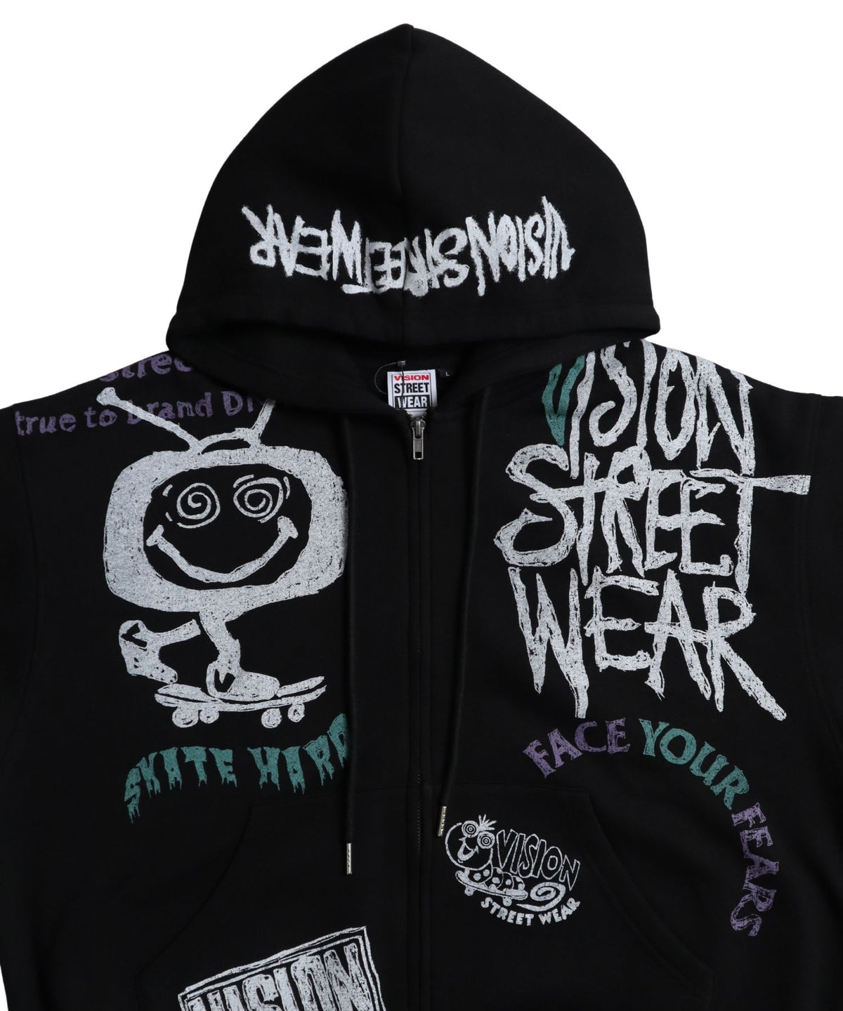 All print Zip Hoodie / 【裏起毛】ラクガキ総柄ジップパーカー