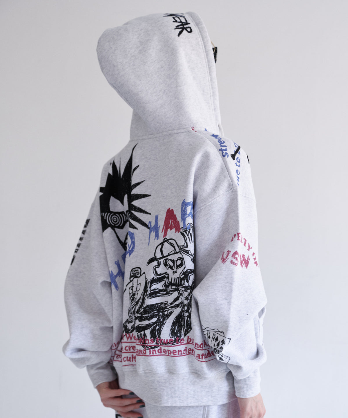 All print Zip Hoodie / 【裏起毛】ラクガキ総柄ジップパーカー