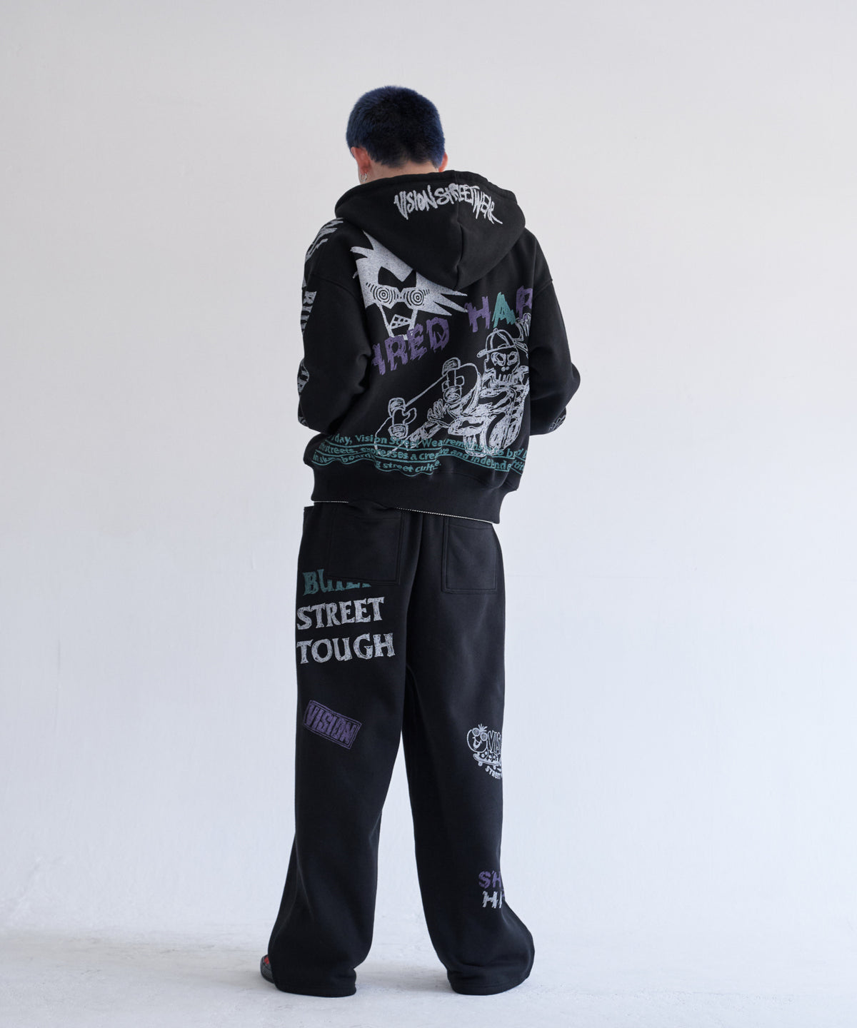 All print Zip Hoodie / 【裏起毛】ラクガキ総柄ジップパーカー