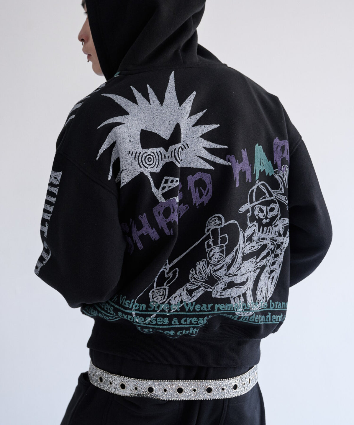 All print Zip Hoodie / 【裏起毛】ラクガキ総柄ジップパーカー