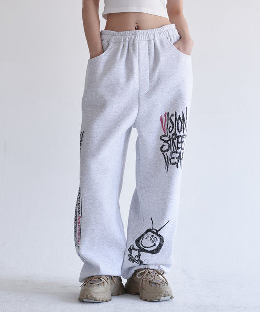 All print Sweat Pants / 【裏起毛】ラクガキ総柄スウェットパンツ