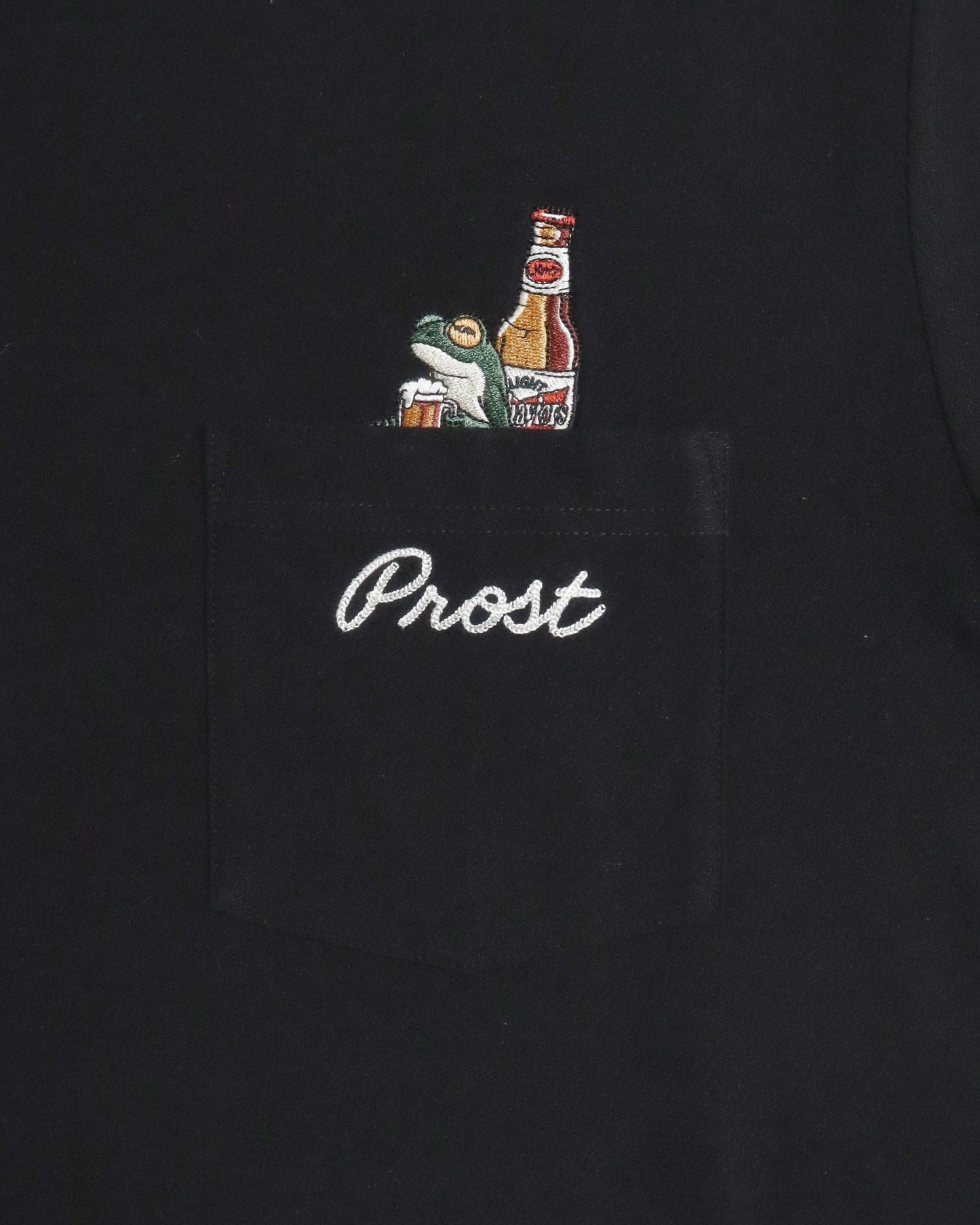 【涼感】梨地ポケット刺繍T　カエルビール柄