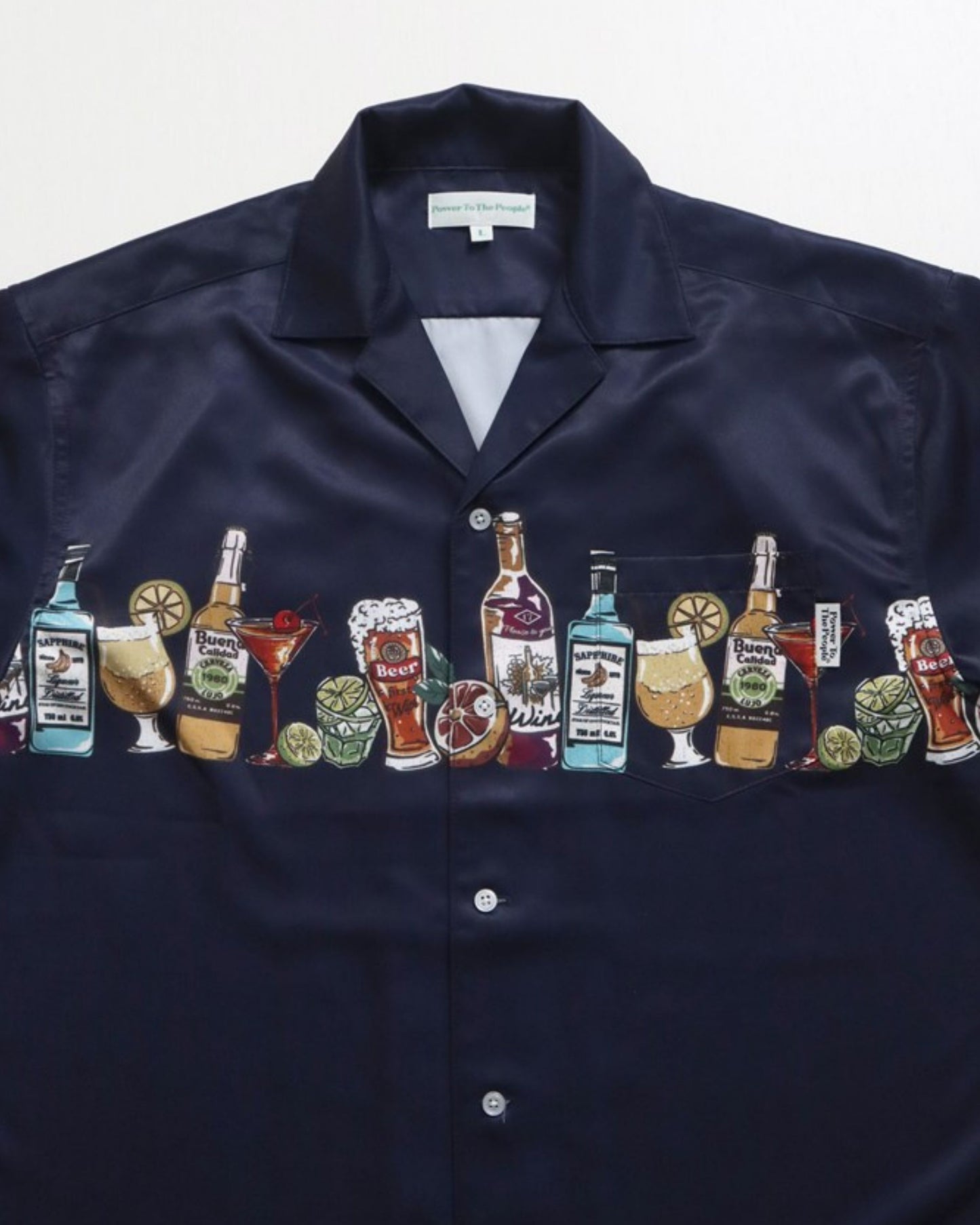 パネルプリント開襟シャツ　アルコール柄