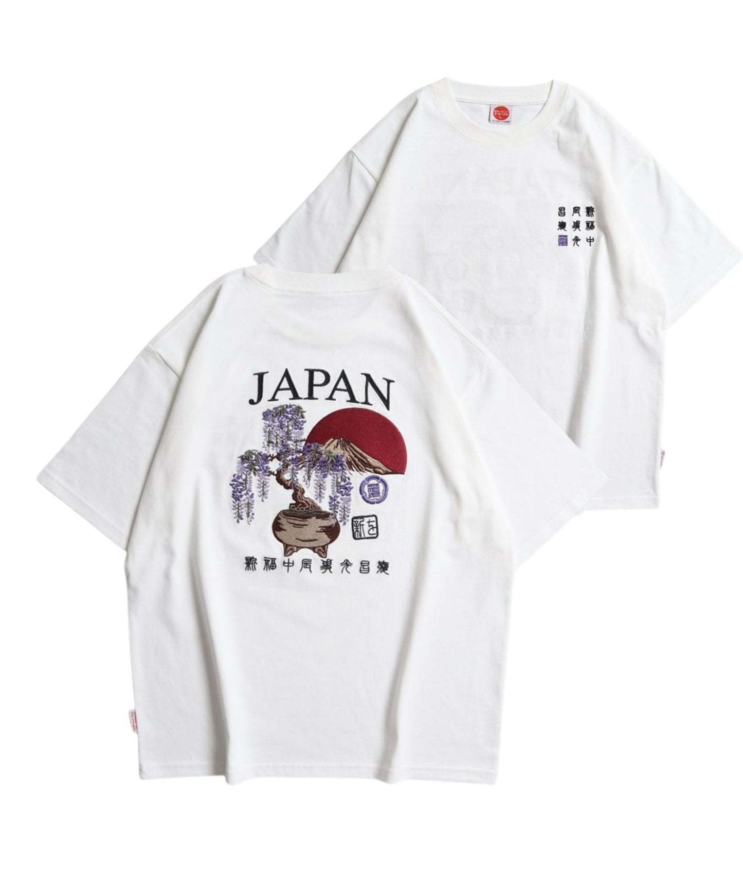 【Japan Series】WISTERIA-BONSAI Tee / 藤の花盆栽  刺繍Tシャツ
