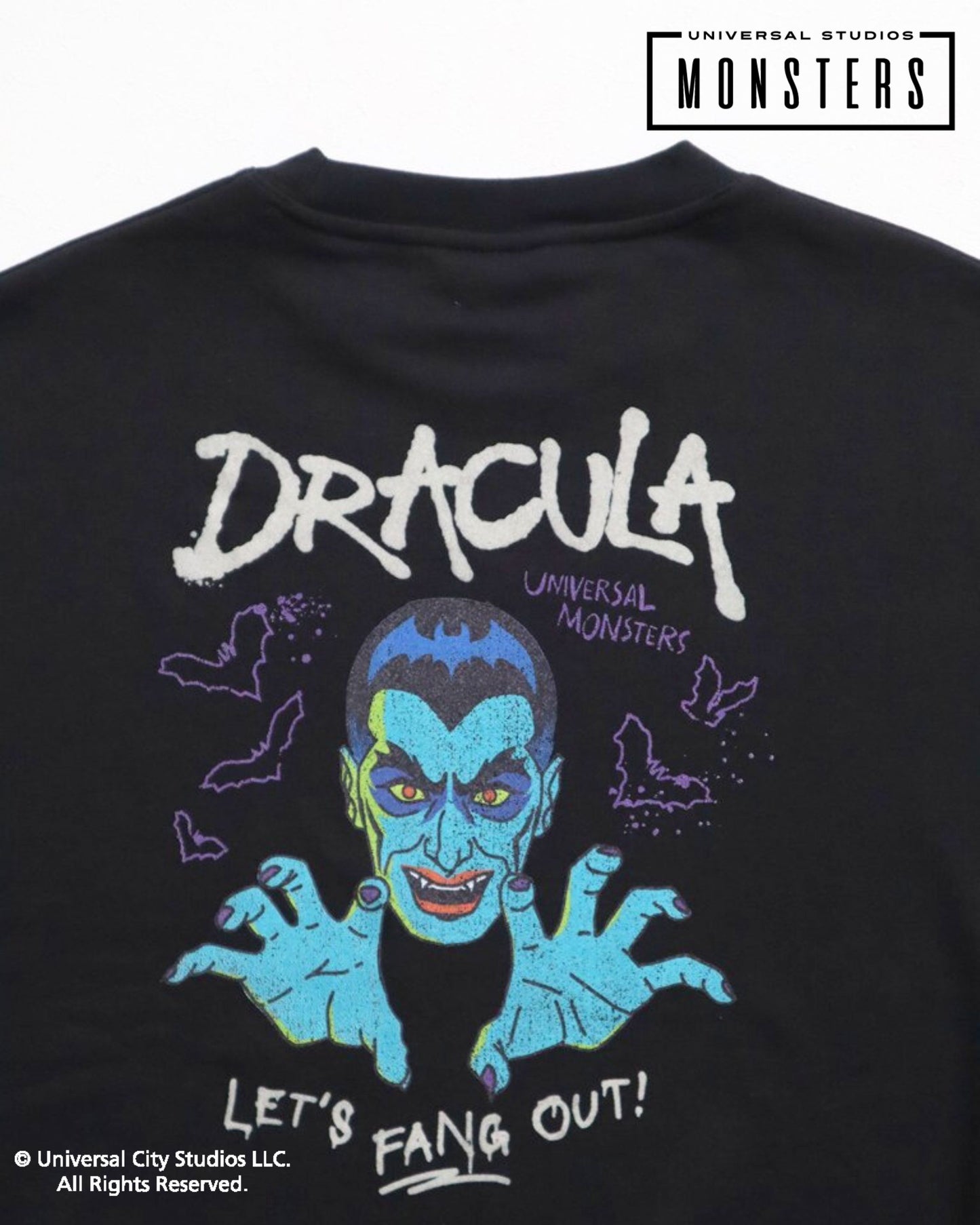 【UNIVERSAL MONSTERS】イラストプリントスウェット　ドラキュラ柄
