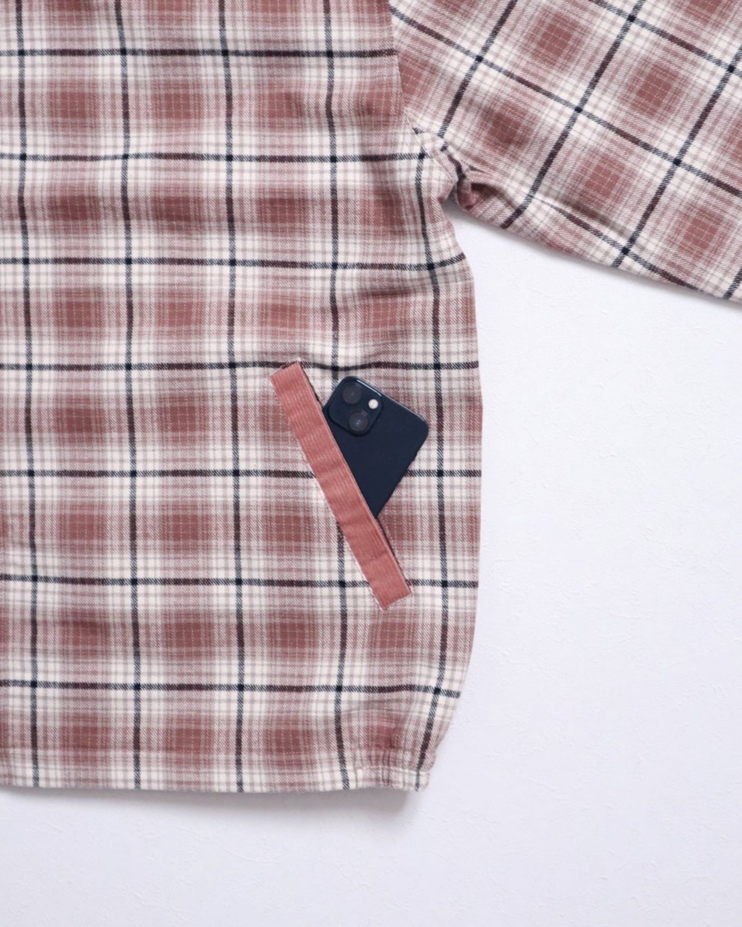 襟コーデュロイ　チェック柄ジャケット