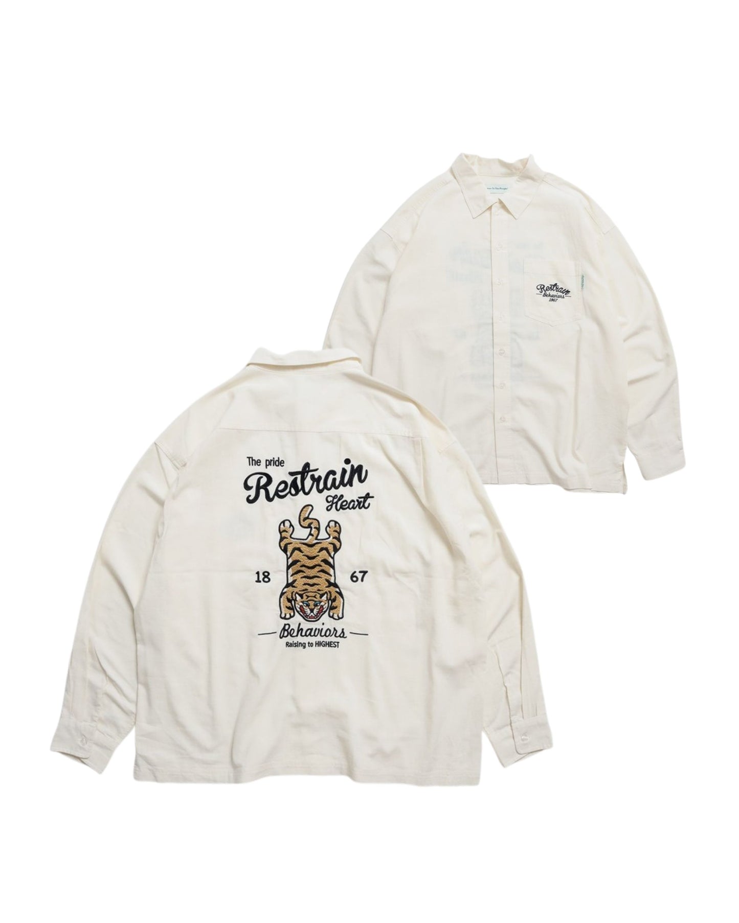 リネンライクシャツ　タイガー柄