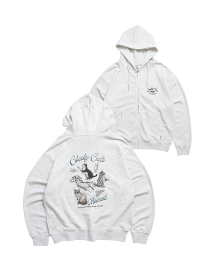 ネコ柄ZIPパーカー