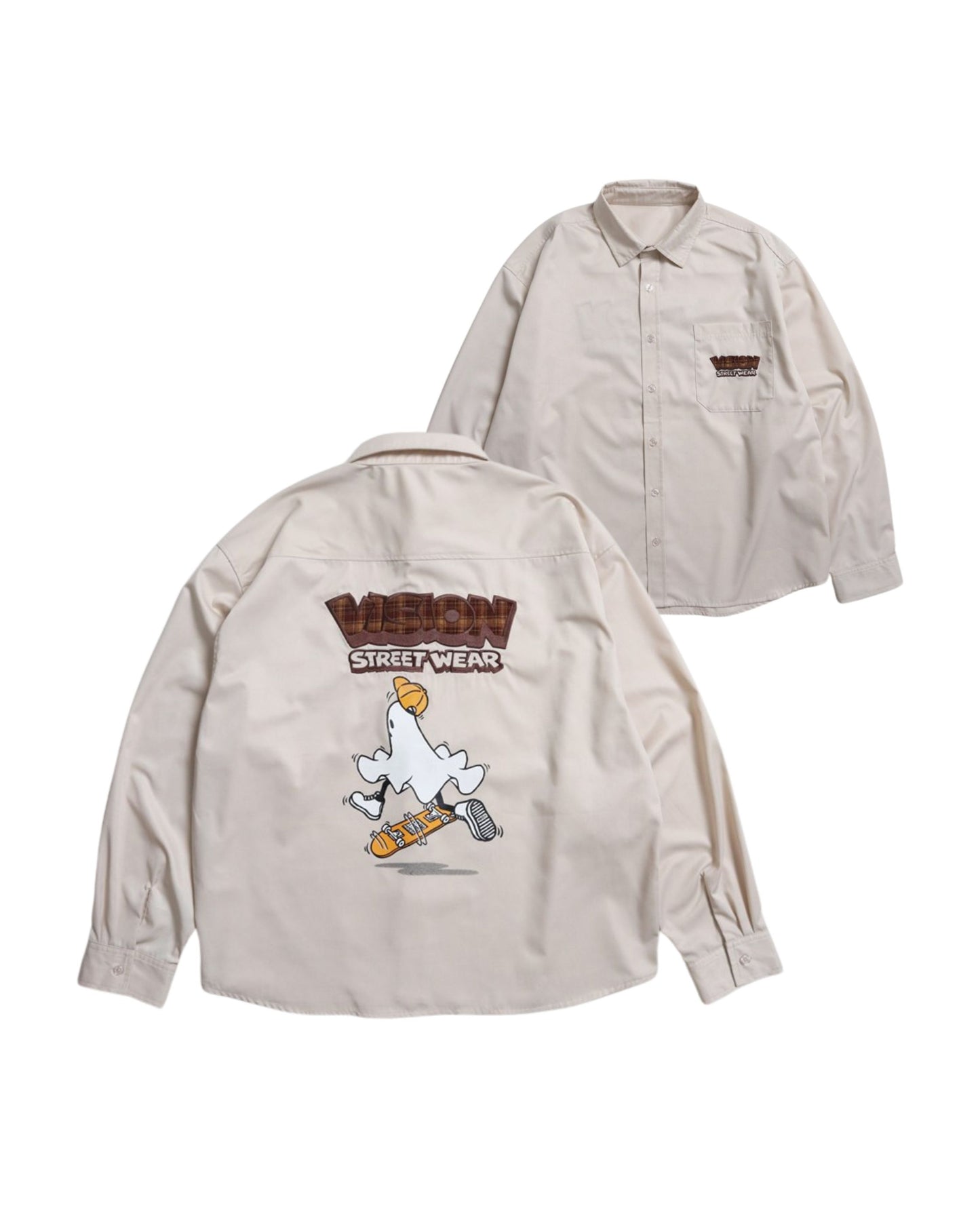 Ghost shirt / 異素材ロゴゴーストシャツ