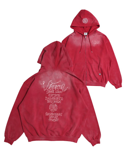 Shoelace Hoodie / フェード加工ロゴパーカー