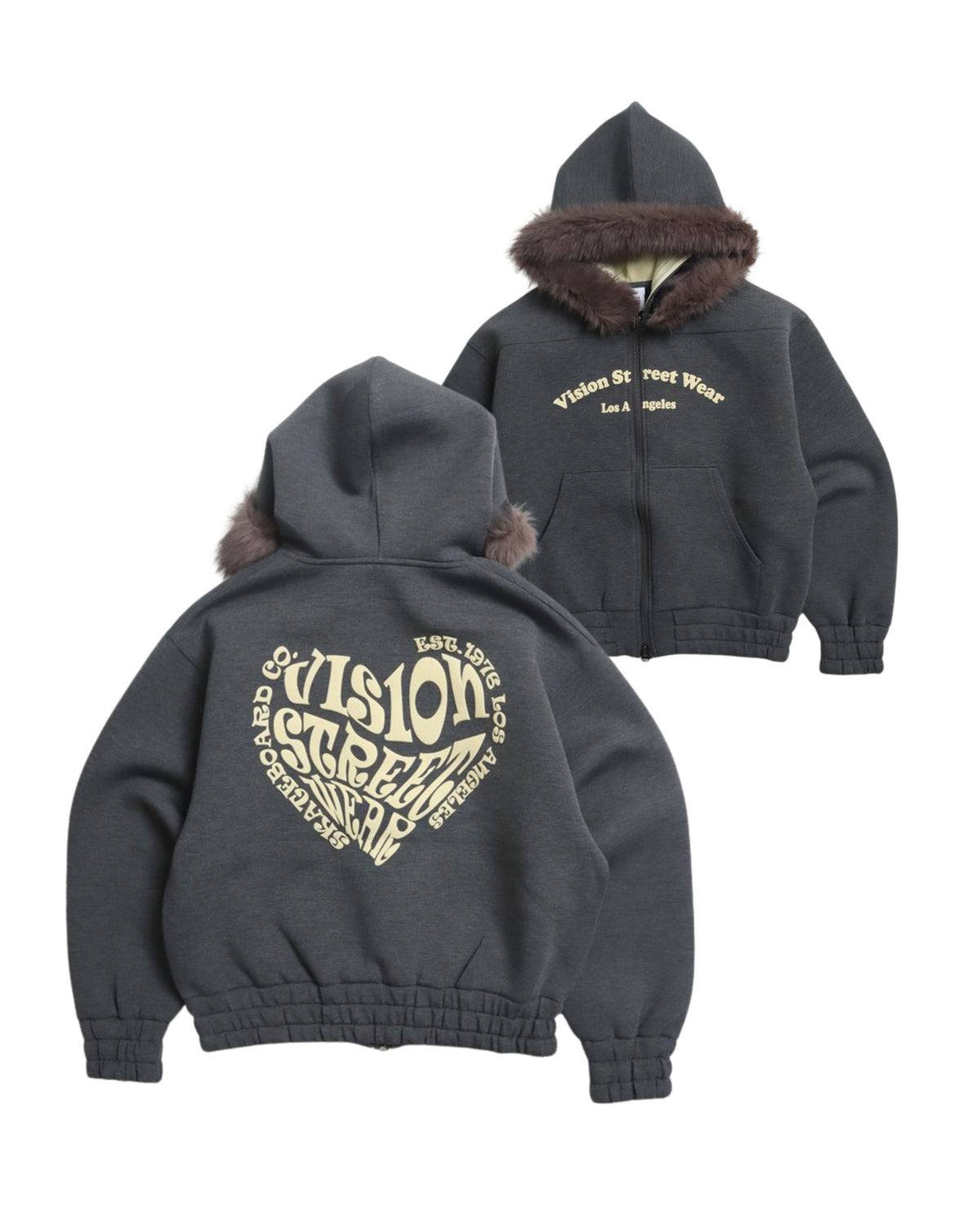 Ponch fur hood zip hoodie / ポンチファーフードZIPパーカー
