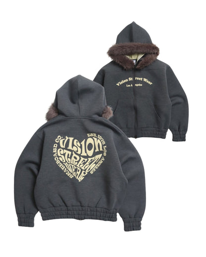 Ponch fur hood zip hoodie / ポンチファーフードZIPパーカー