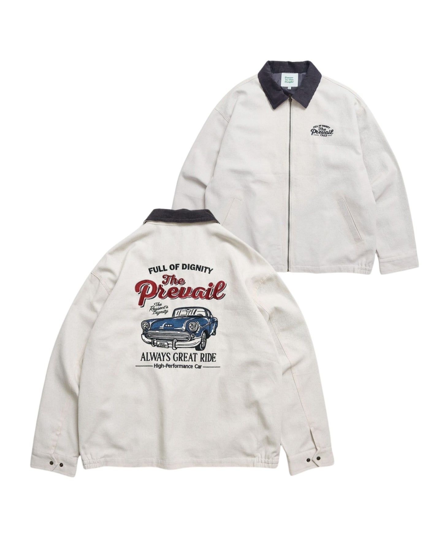 襟コーデュロイ　クラシックカー刺繍ジャケット