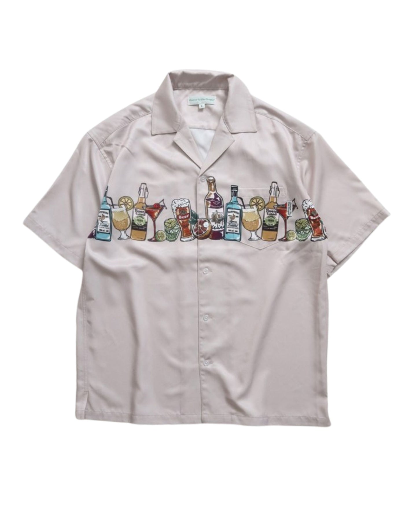 パネルプリント開襟シャツ　アルコール柄