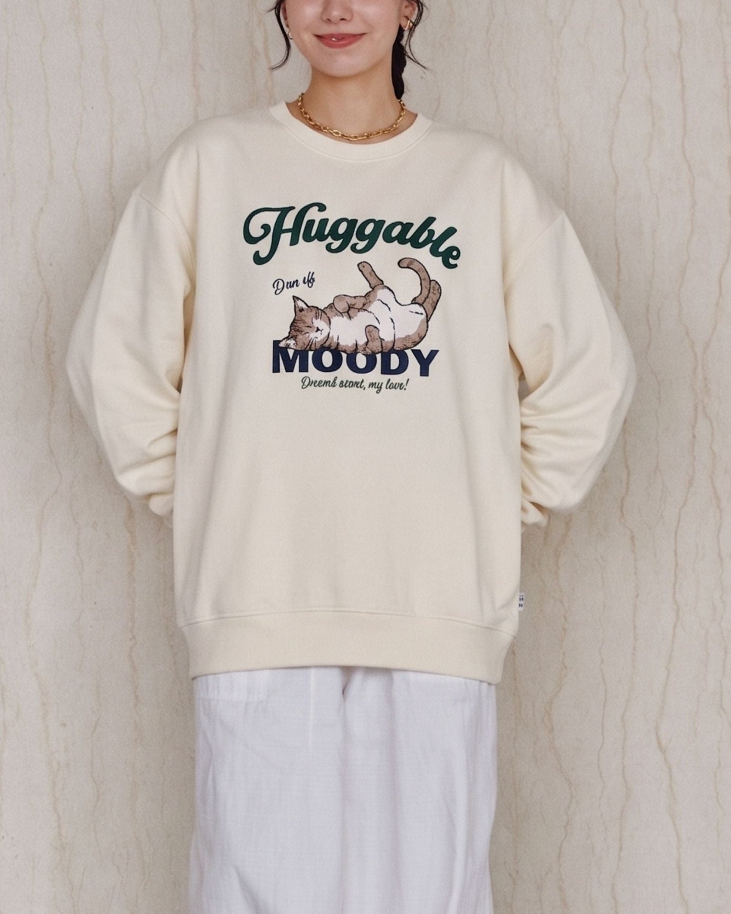 Lazyネコ刺繍スウェット