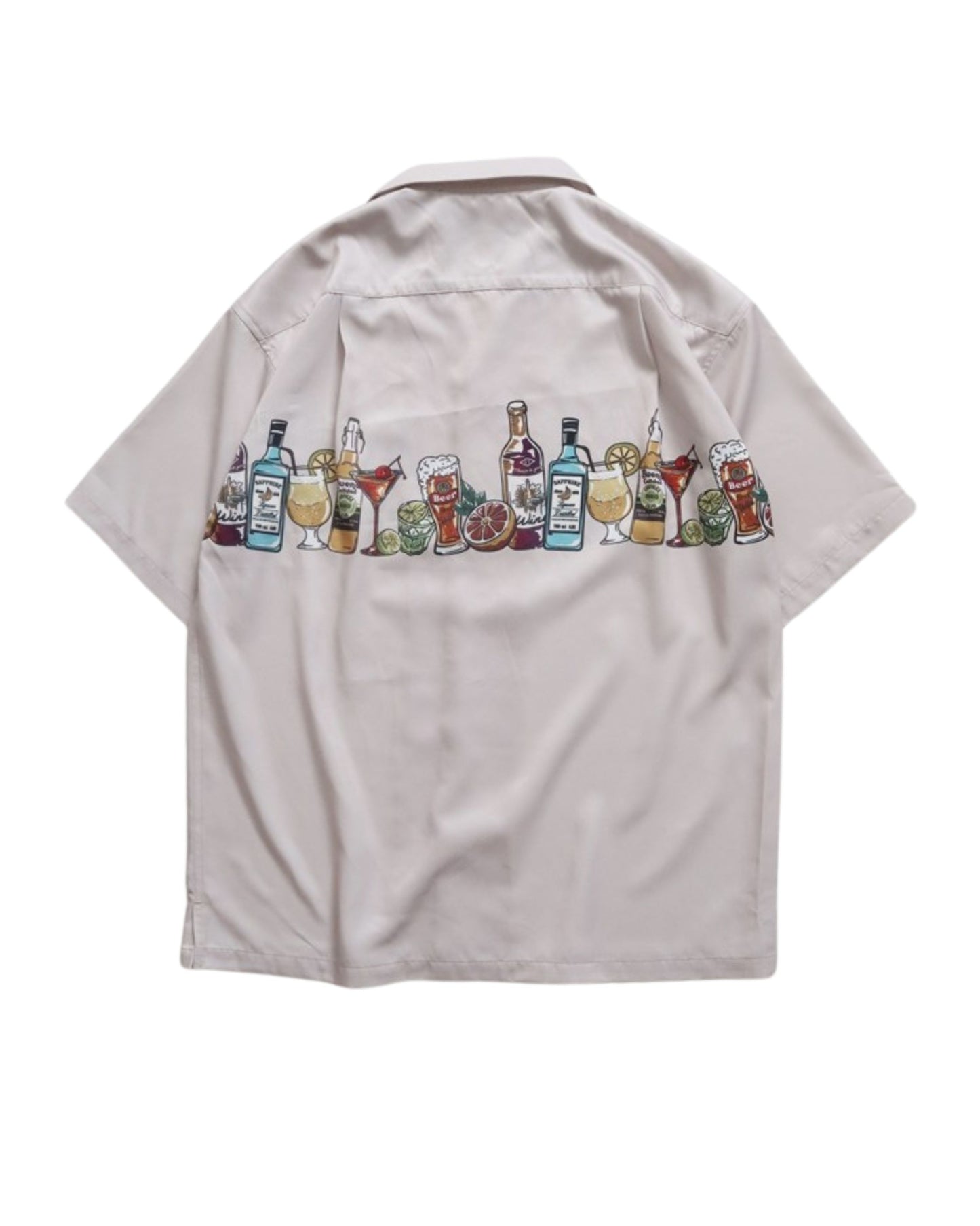 パネルプリント開襟シャツ　アルコール柄