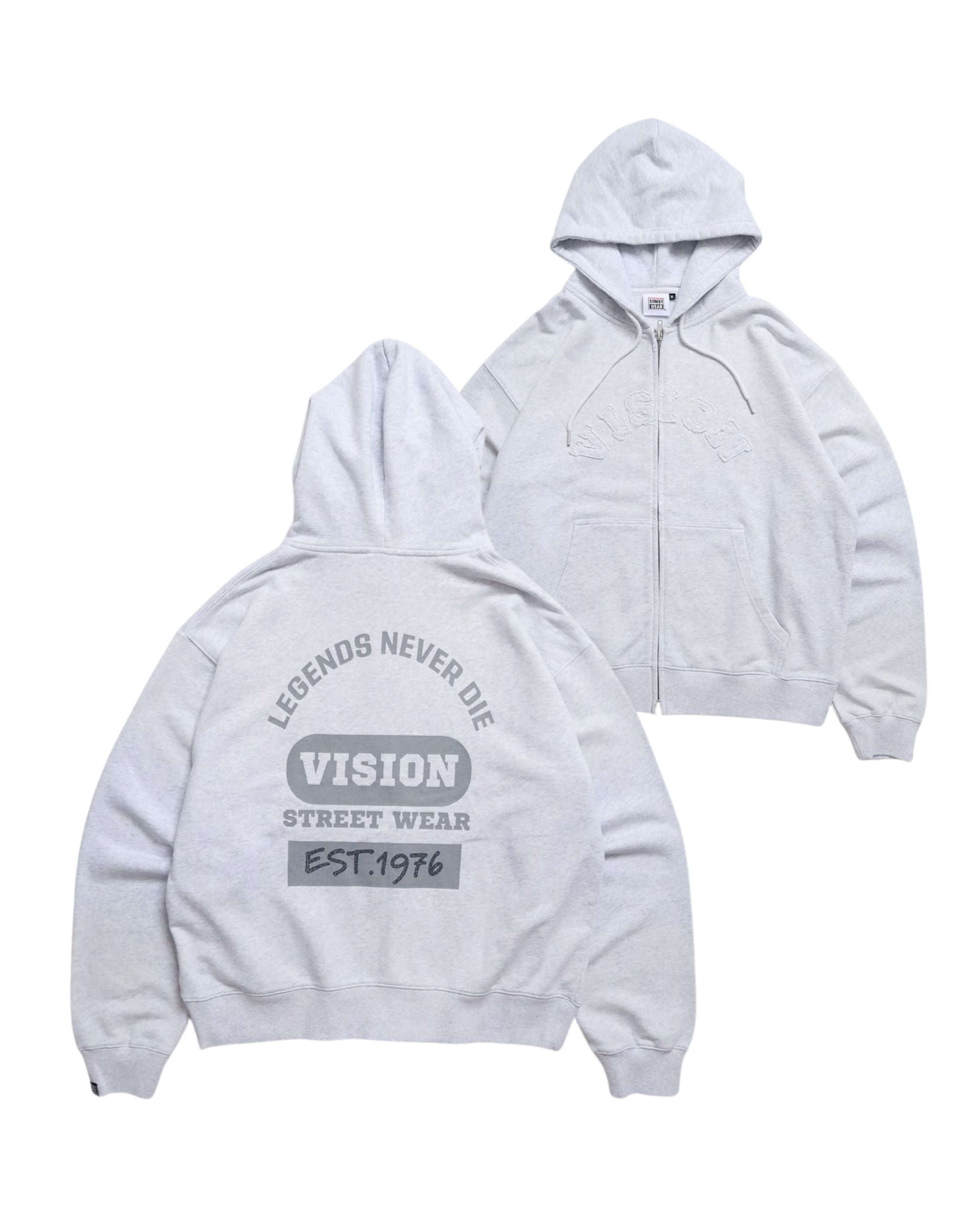 VISION STREET WEAR】Bleach College ZIP / ブリーチ加工Wジップ