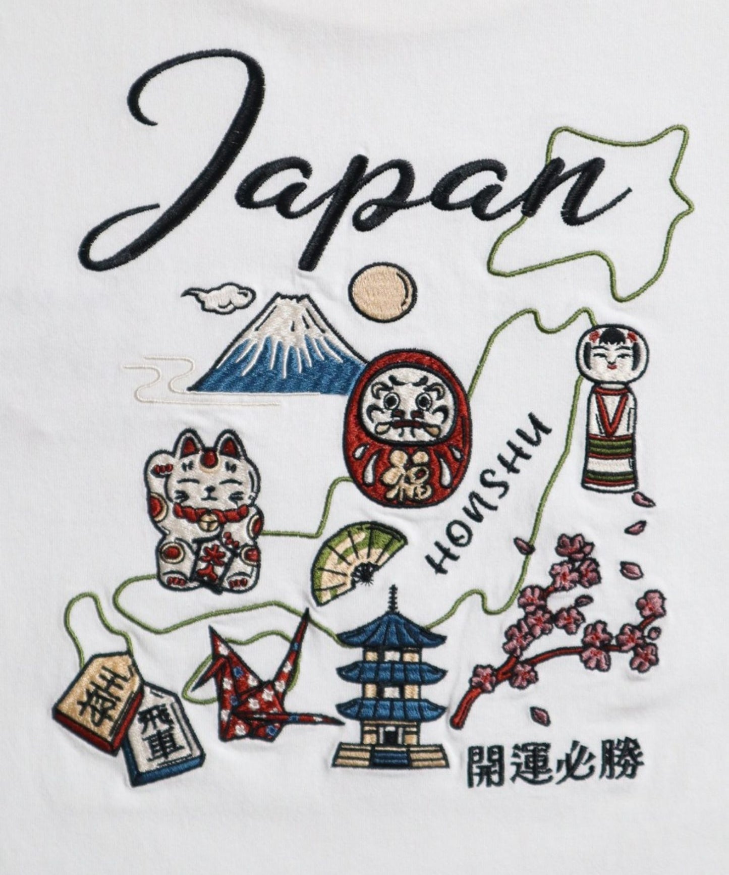 【Japan Series】JAPAN-MAP Tee / 名所マップ刺繍Tシャツ