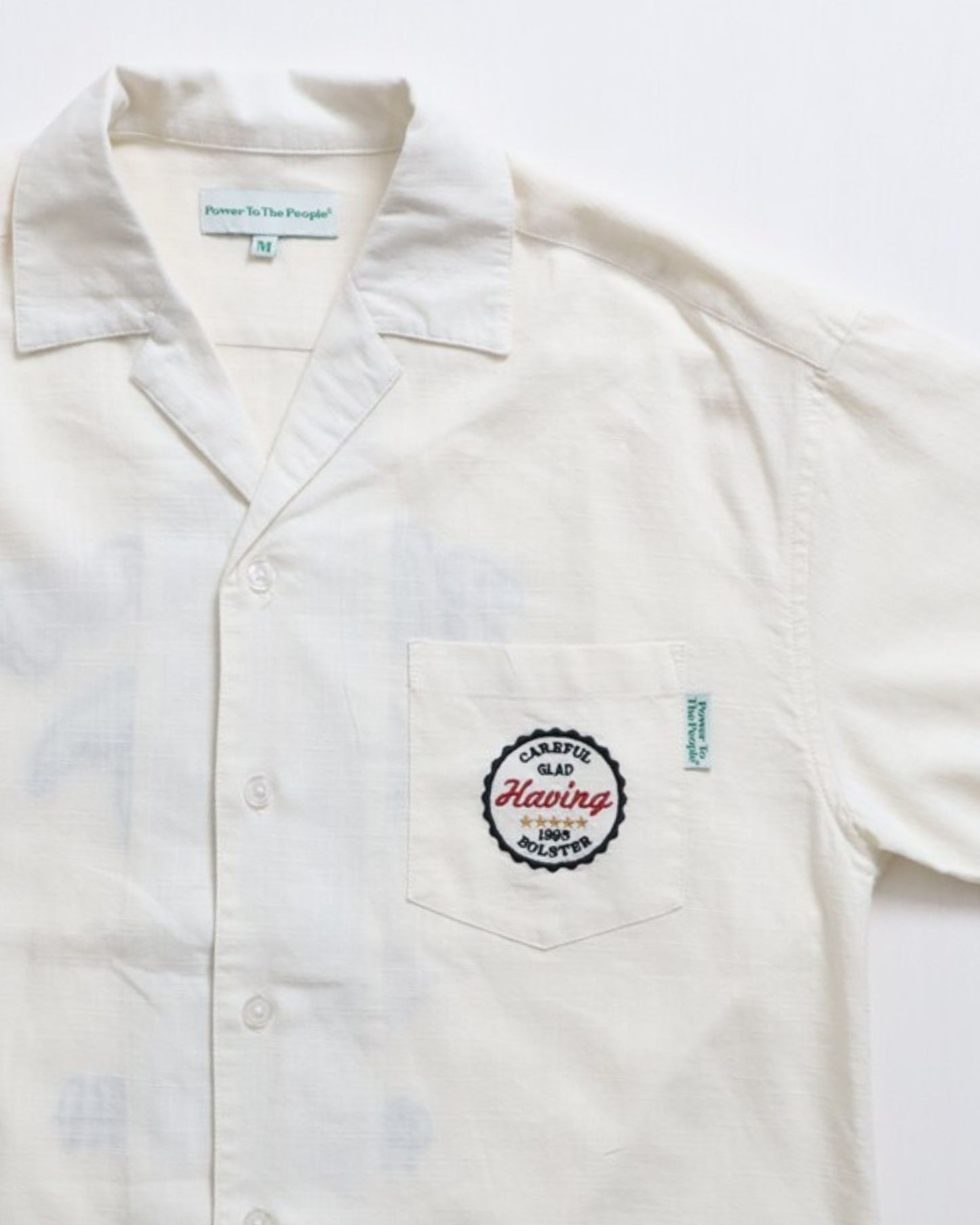 リネンライクシャツ　ビール柄