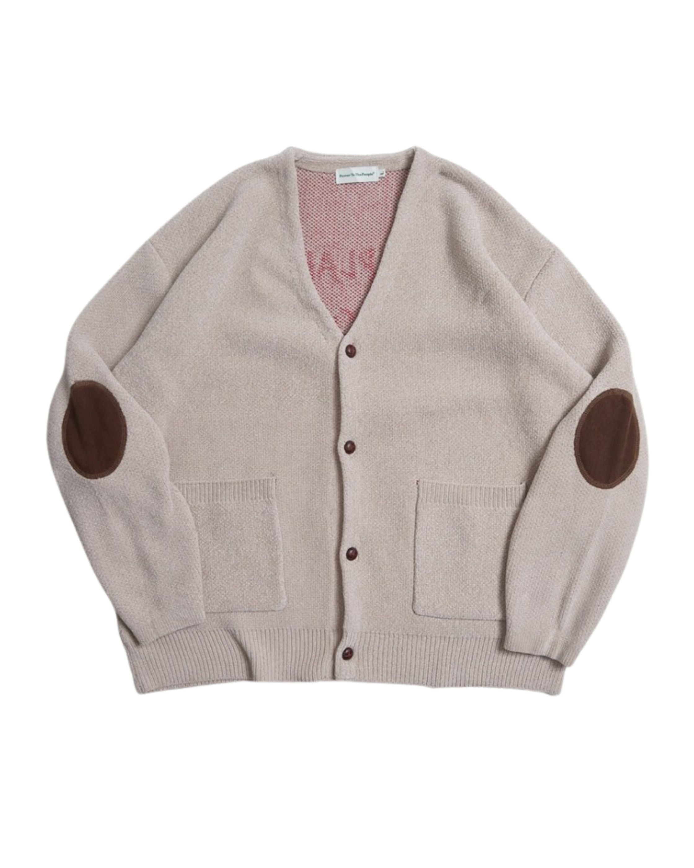 POWER TO THE PEOPLE】エルボーパッチ ジャガードロゴモールニット