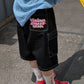 LOGO DENIM CARGO HALF PANTS